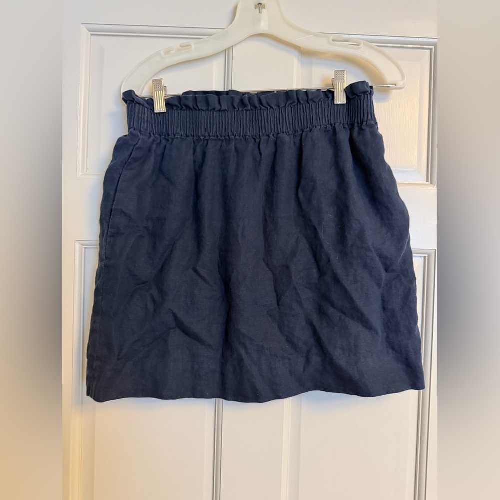 Navy Elastic Waist Mini Skirt
